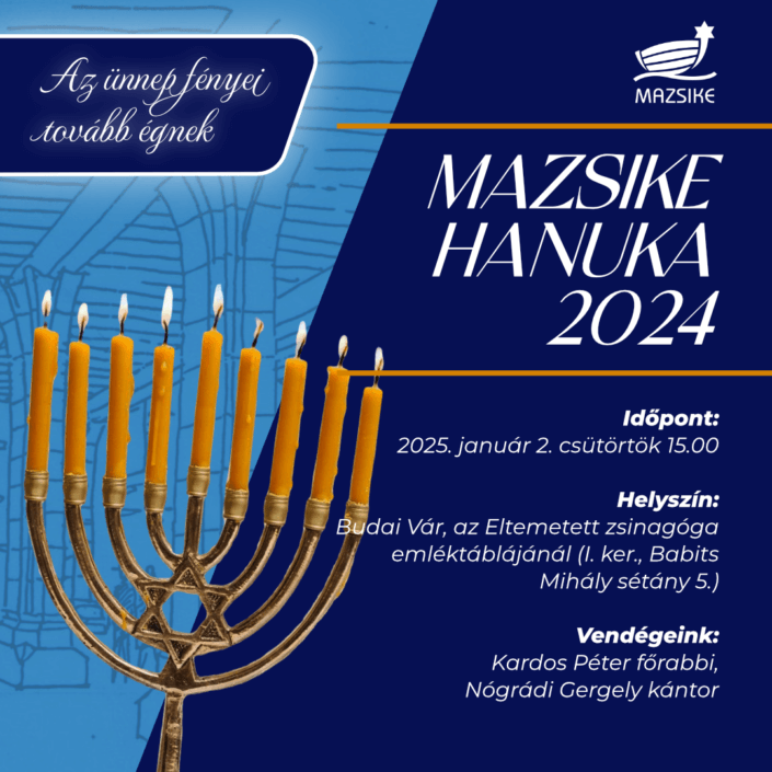 A Budavári eltemetett zsinagógánál ünnepel hanukát a Mazsike